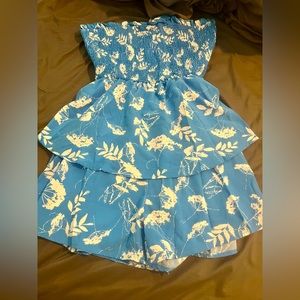 Beautiful  Blue and white romper size med/lg